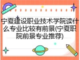 宁夏建设职业技术学院读什么专业比较有前景(宁夏职院前景专业推荐)