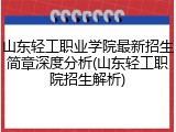 山东轻工职业学院最新招生简章深度分析(山东轻工职院招生解析)