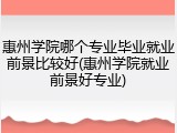 惠州学院哪个专业毕业就业前景比较好(惠州学院就业前景好专业)