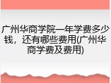 广州华商学院一年学费多少钱，还有哪些费用(广州华商学费及费用)