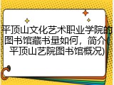 平顶山文化艺术职业学院的图书馆藏书量如何，简介(平顶山艺院图书馆概况)
