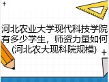 河北农业大学现代科技学院有多少学生，师资力量如何(河北农大现科院规模)