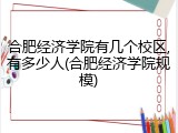 合肥经济学院有几个校区,有多少人(合肥经济学院规模)