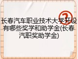 长春汽车职业技术大学开设有哪些奖学和助学金(长春汽职奖助学金)