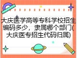 大庆医学高等专科学校招生编码多少，隶属哪个部门(大庆医专招生代码归属)