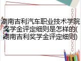 湖南吉利汽车职业技术学院奖学金评定细则是怎样的(湖南吉利奖学金评定细则)