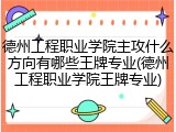 德州工程职业学院主攻什么方向有哪些王牌专业(德州工程职业学院王牌专业)