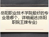岳阳职业技术学院最好的专业是哪个，详细阐述(岳阳职院王牌专业)