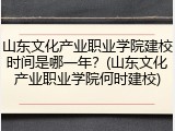 山东文化产业职业学院建校时间是哪一年？(山东文化产业职业学院何时建校)