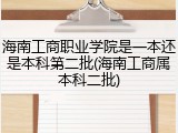 海南工商职业学院是一本还是本科第二批(海南工商属本科二批)