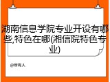 湖南信息学院专业开设有哪些,特色在哪(湘信院特色专业)