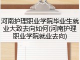 河南护理职业学院毕业生就业大致去向如何(河南护理职业学院就业去向)