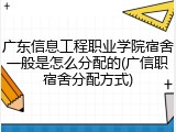 广东信息工程职业学院宿舍一般是怎么分配的(广信职宿舍分配方式)