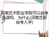 河南艺术职业学院可以自考去读吗，为什么(河南艺职自考入学)