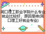 周口理工职业学院什么专业就业比较好，原因是啥(周口理工好就业专业)