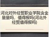 河北对外经贸职业学院含金量量吗，值得报吗(河北外经贸值得报吗)