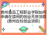 贵州食品工程职业学院如何申请在读间的创业无息贷款(贵州在校创业贷款)