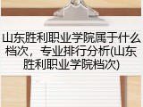 山东胜利职业学院属于什么档次，专业排行分析(山东胜利职业学院档次)