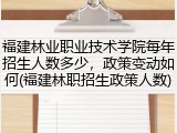 福建林业职业技术学院每年招生人数多少，政策变动如何(福建林职招生政策人数)