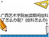 广西艺术学院就读期间挂科了怎么办呢？(挂科怎么办)