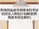 黔南民族医学高等专科学校的招生人数和计划解读(黔南医专招生解析)