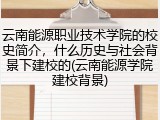 云南能源职业技术学院的校史简介，什么历史与社会背景下建校的(云南能源学院建校背景)