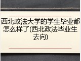 西北政法大学的学生毕业都怎么样了(西北政法毕业生去向)