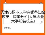 天津市职业大学有哪些知名校友，简单分析(天津职业大学知名校友)