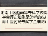 湖南中医药高等专科学校奖学金评定细则是怎样的(湖南中医药高专奖学金细则)