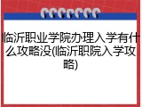 临沂职业学院办理入学有什么攻略没(临沂职院入学攻略)