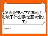 武汉职业技术学院毕业后一般能干什么呢(武职就业方向)
