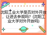 沈阳工业大学是否对外开放，让进去参观吗？(沈阳工业大学对外开放吗)