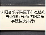 沈阳音乐学院属于什么档次，专业排行分析(沈阳音乐学院档次排行)