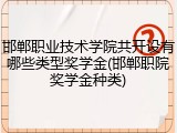 邯郸职业技术学院共开设有哪些类型奖学金(邯郸职院奖学金种类)