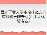 西北工业大学主攻什么方向有哪些王牌专业(西工大优势专业)