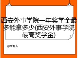 西安外事学院一年奖学金最多能拿多少(西安外事学院最高奖学金)