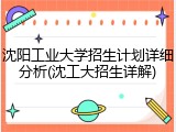 沈阳工业大学招生计划详细分析(沈工大招生详解)