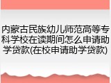 内蒙古民族幼儿师范高等专科学校在读期间怎么申请助学贷款(在校申请助学贷款)