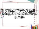 闽北职业技术学院毕业生一般年薪多少钱(闽北职院毕业年薪)