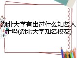 湖北大学有出过什么知名人士吗(湖北大学知名校友)