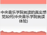 中央音乐学院就读的真实感觉如何(中央音乐学院就读体验)