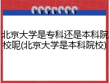北京大学是专科还是本科院校呢(北京大学是本科院校)