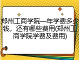郑州工商学院一年学费多少钱，还有哪些费用(郑州工商学院学费及费用)