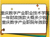 重庆数字产业职业技术学院一年财政拨款大概多少钱(重庆数字产业职院年拨款)