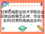 甘肃机电职业技术学院毕业后就业前景怎么样，毕业生去向(甘肃机电就业去向)