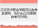 江汉艺术职业学院可以自考去读吗，为什么(江汉职院自考可行吗)