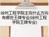 徐州工程学院主攻什么方向有哪些王牌专业(徐州工程学院王牌专业)
