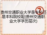 贵州交通职业大学是专科还是本科院校呢(贵州交通职业大学学历层次)
