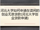 河北大学如何申请在读间的创业无息贷款(河北大学创业贷款申请)