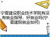 宁夏建设职业技术学院有没有就业指导，好就业吗(宁夏建院就业如何)